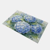 水彩ブルーアジサイの花束 ドアマット (アングル)