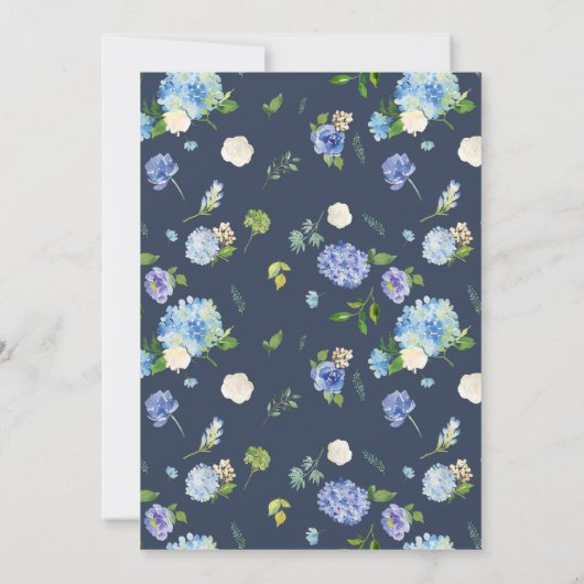 水彩ブルーアジサイフローラ誕生日パーティー 招待状 (裏面)