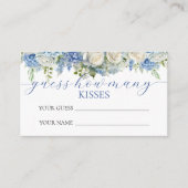 水彩ブルーアジサイ推測する数キス エンクロージャーカード (正面)