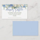 水彩ブルーアジサイ花おむつラッフル エンクロージャーカード (正面/裏面)