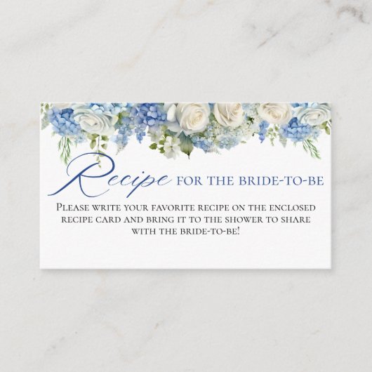 水彩ブルーアジサイ花バラレシピ エンクロージャーカード (正面)