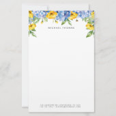 水彩ブルーアジサイ&イエローフローラ 便箋 (正面)