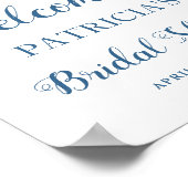 水彩ブルーイエローフローラブライダルシャワー標識 ポスター (角)