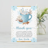水彩ブルーウィンタークッキー&ココアベビーシャワー サンキューカード (スタンド正面)