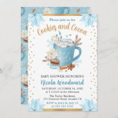 水彩ブルーウィンタークッキー&ココアベビーシャワー 招待状 (正面/裏面)