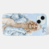 水彩ブルーウィンターグレームガールカスタマイズ可能 Case-Mate iPhoneケース (裏面 (横))