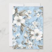 水彩ブルーウィンターフローラ美学結婚の 招待状 (裏面)