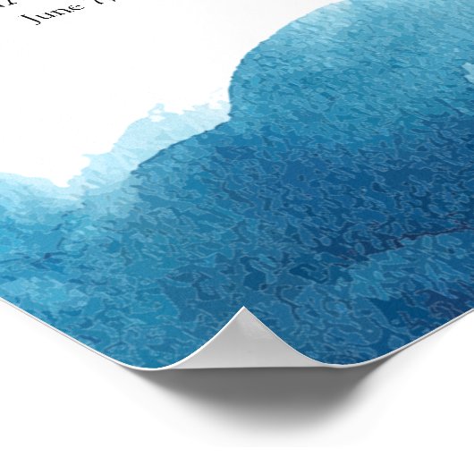 水彩ブルーウォッシュウェルカムカスタマイズポスター ポスター (角)