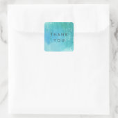 水彩ブルーウォッシュブルーグラデーションサンキューシール スクエアシール (バッグ)