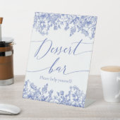 水彩ブルーエレガントフローラデザートバー標識 台座サイン (インサイチュ)
