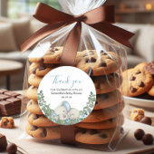 水彩ブルーエレファントベビージャーシャワーありがとう ラウンドシール