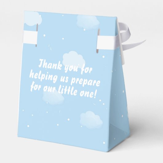 水彩ブルーエレファントボーイ赤ちゃんシャワーありがとう フェイバーボックス (裏面サイド)