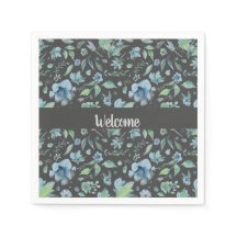 水彩ブルーオンダークグレーフローラカスタム