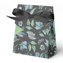 水彩ブルーオンダークグレーフローラ