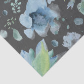 水彩ブルーオンダークグレーフローラ 薄葉紙 (詳細)