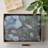 水彩ブルーオンダークグレーフローラ 薄葉紙 (ギフト)