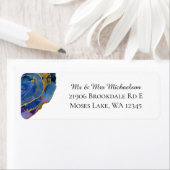 水彩ブルーオンブルゴールドアゲート住所 ラベル (インサイチュ)