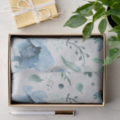 水彩ブルーオンライトグレーフローラティッシュペーパー 薄葉紙 (ギフト)