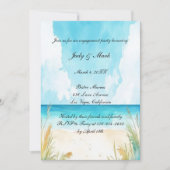 水彩ブルーオーシャンビーチエンゲージパーティー 招待状 (正面)