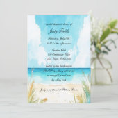 水彩ブルーオーシャンビーチ ブライダルシャワー 招待状 (スタンド正面)