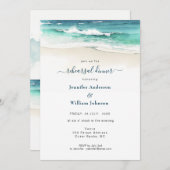 水彩ブルーオーシャン ウェディング リハーサル ディナー 案内状 (正面/裏面)