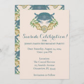 水彩ブルーカニ除・売却の日付を保存 招待状 (正面/裏面)