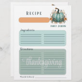 水彩ブルーカボチャ感謝祭バインダーページ (正面/裏面)