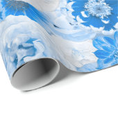 水彩ブルーガーデンフラワーズ大事な行事 ラッピングペーパー (ロールコーナー)