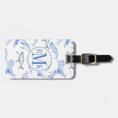 水彩ブルークジラ模様 ラゲッジタグ (正面横)