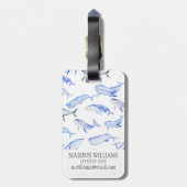 水彩ブルークジラ模様 ラゲッジタグ (裏面縦)