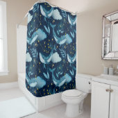 水彩ブルークジラ海テーマ シャワーカーテン (インサイチュ)
