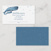 水彩ブルークジラ赤ちゃんシャワーおむつラッフル エンクロージャーカード (正面/裏面)