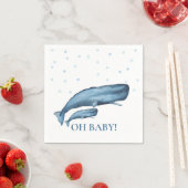 水彩ブルークジラ&バブル海赤ちゃんシャワー スタンダードカクテルナプキン (インサイチュ)