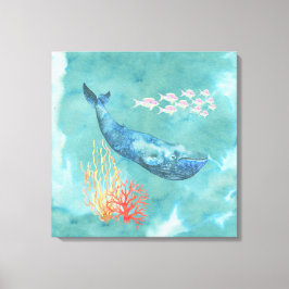 水彩ブルークジラID368 キャンバスプリント