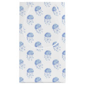 水彩ブルークラゲビーチデザイン スモールペーパーバッグ (裏面)