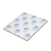 水彩ブルークラゲビーチデザイン タイル (側面)