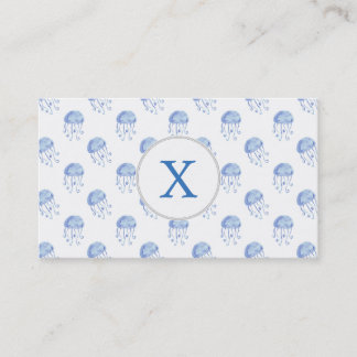 水彩ブルークラゲビーチデザイン 名刺