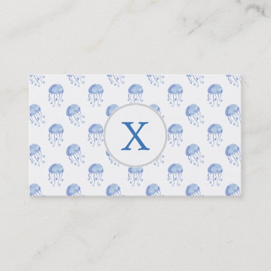 水彩ブルークラゲビーチデザイン 名刺 (正面)