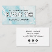 水彩ブルークラス卒業名ソーシャルアイコン 名刺 (正面/裏面)