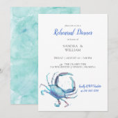 水彩ブルークラブ沿岸ブライダルシャワー招待状 招待状 (正面/裏面)