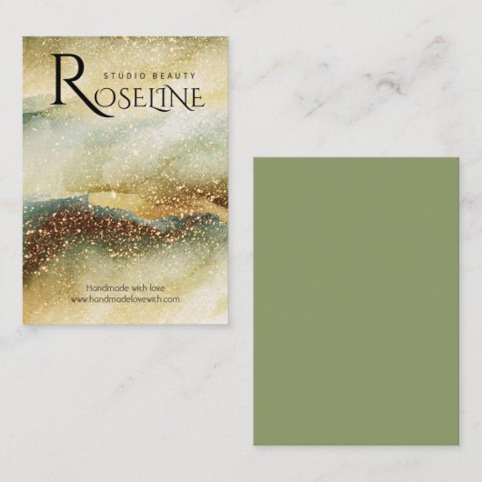 水彩ブルーグリーングリッタージュレリーディスプレイ 名刺 (正面/裏面)