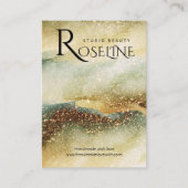 水彩ブルーグリーングリッタージュレリーディスプレイ 名刺 (正面)