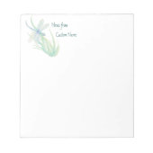 水彩ブルーグリーントンボのアートからのメモ ノートパッド (正面)