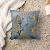 水彩ブルーグレー金ゴールドGモノグラム装飾用クッション クッション (ブランケット)