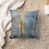 水彩ブルーグレー金ゴールドIモノグラム装飾用クッション クッション (ブランケット)