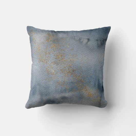 水彩ブルーグレー金ゴールドKモノグラム装飾用クッション クッション (裏面)
