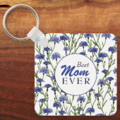 水彩ブルーコーンフラワーズマザーズデイフローラ キーホルダー (正面)