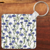 水彩ブルーコーンフラワーズマザーズデイフローラ キーホルダー (裏面)