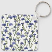 水彩ブルーコーンフラワーズマザーズデイフローラ キーホルダー (裏面)