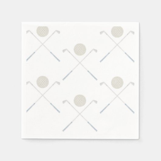 水彩ブルーゴルフバースデーパーティー スタンダードカクテルナプキン (正面)